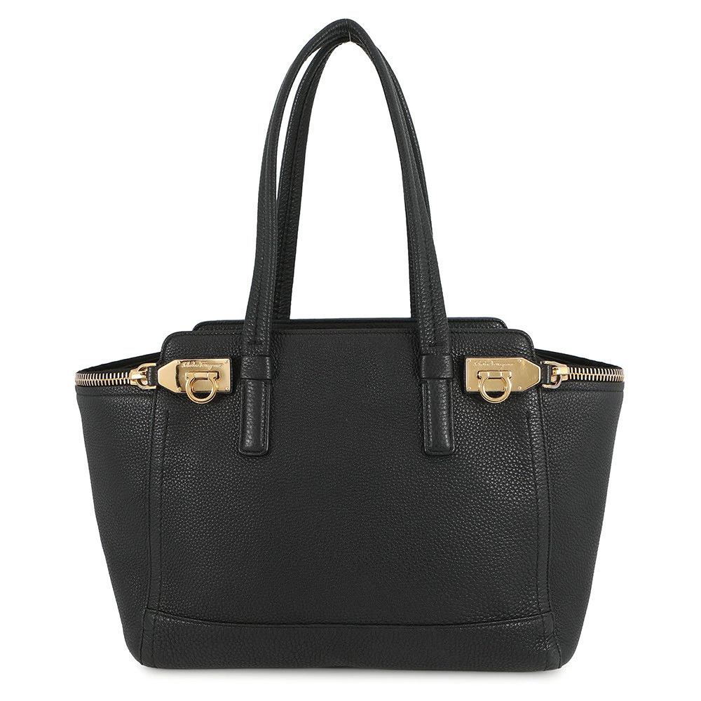 Salvatore Ferragamo Tote Bag Gancini Leather Black